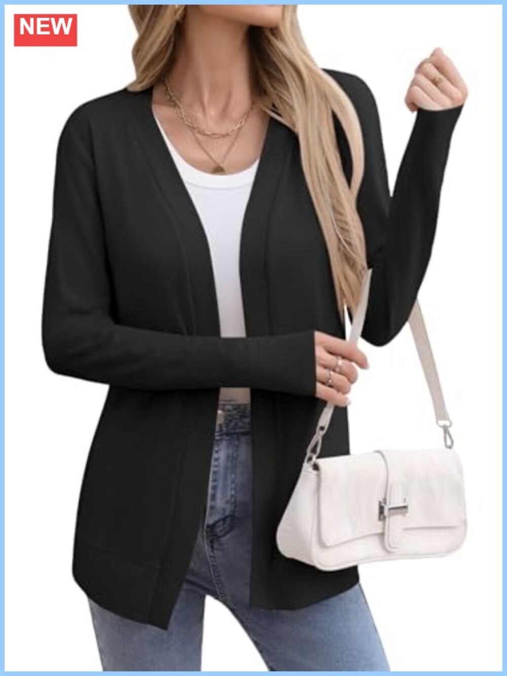 Women's Lightweight Open Front Long Sleeve Cardigan Casual Loose Duster Sweater